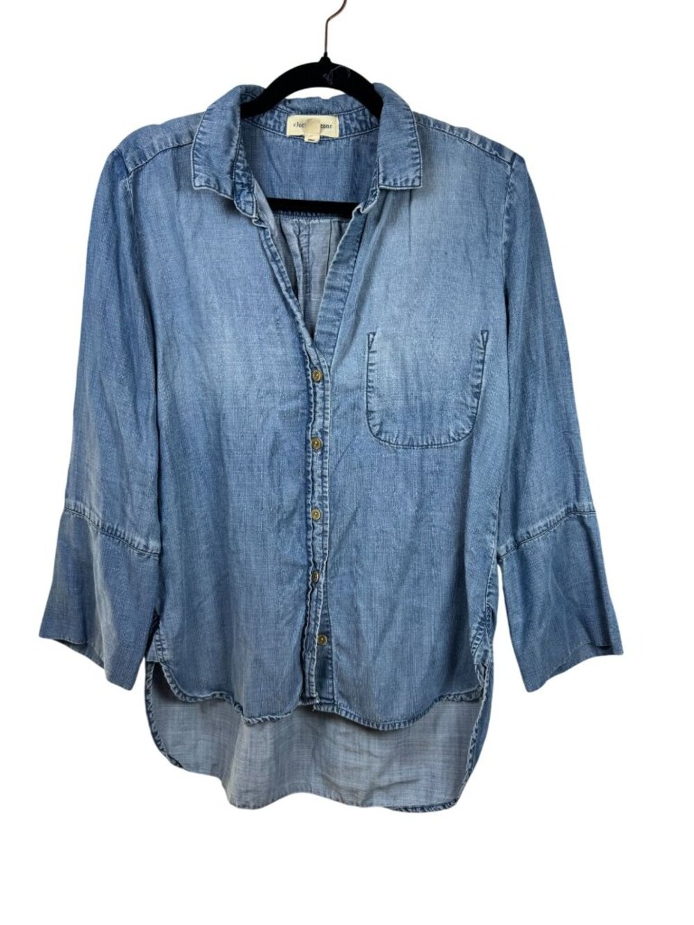 Cloth & Stone Blue Chambray Tencel Button Up Shirt Top Womens Medium Long Sleeve